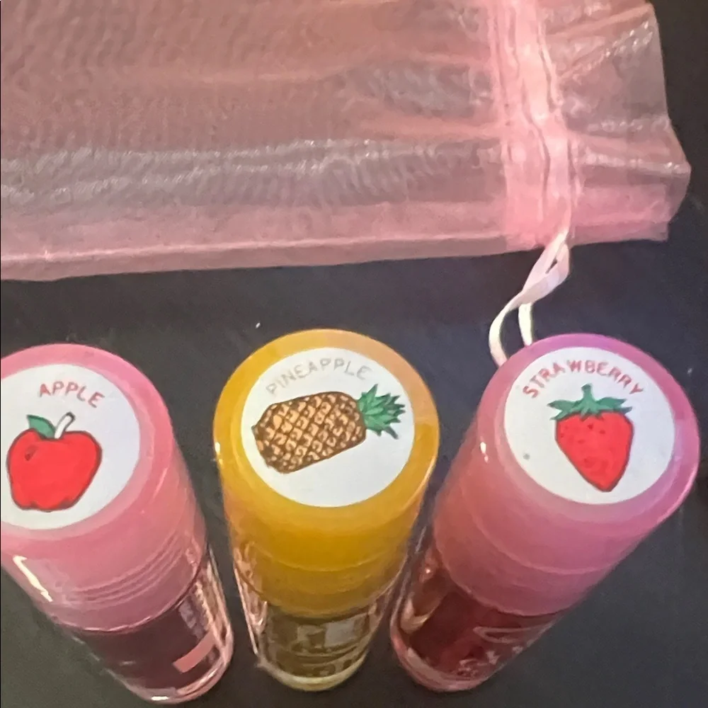 Lip Glow Kissing Fruit Gloss Set - Yellow, Pink, Red